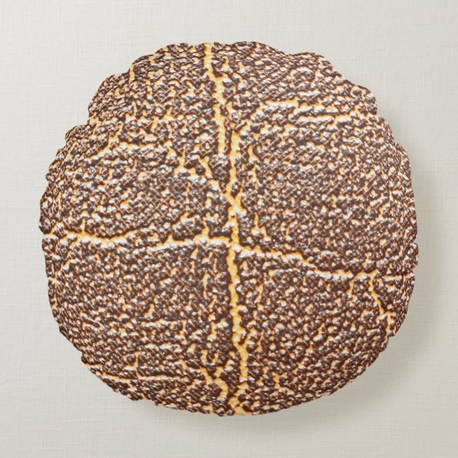 Naturligt lädertäcke med bok struktur abstrakt, ål rund kudde (Framsidan)