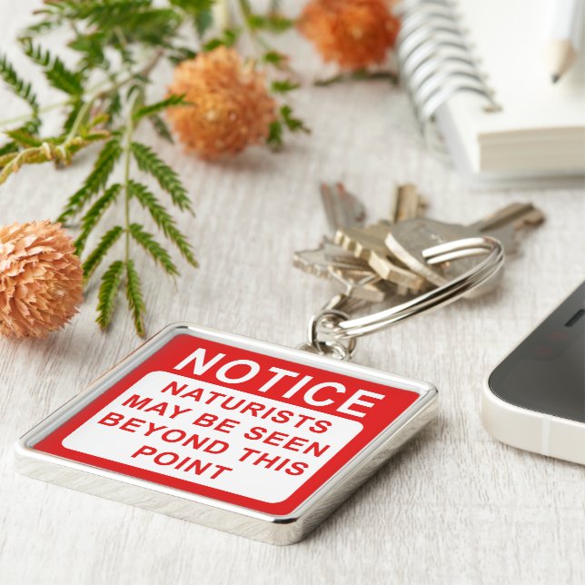 Naturligt läges-/strängtecken fyrkantig silverfärgad nyckelring (Sidan)