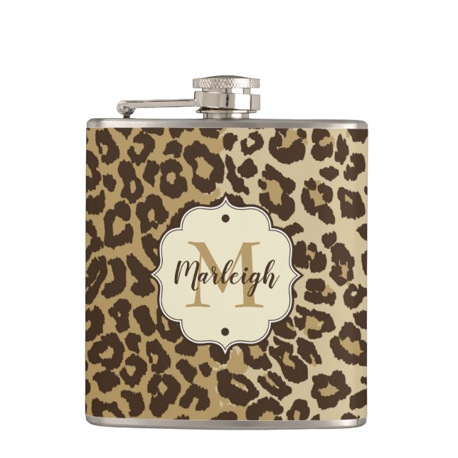 Naturligt leopard Print Anpassningsbar Monogram Na Fickplunta (Framsidan)