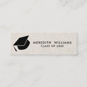 Naturligt linne Grad Cap Studenten Infoga Mini Visitkort