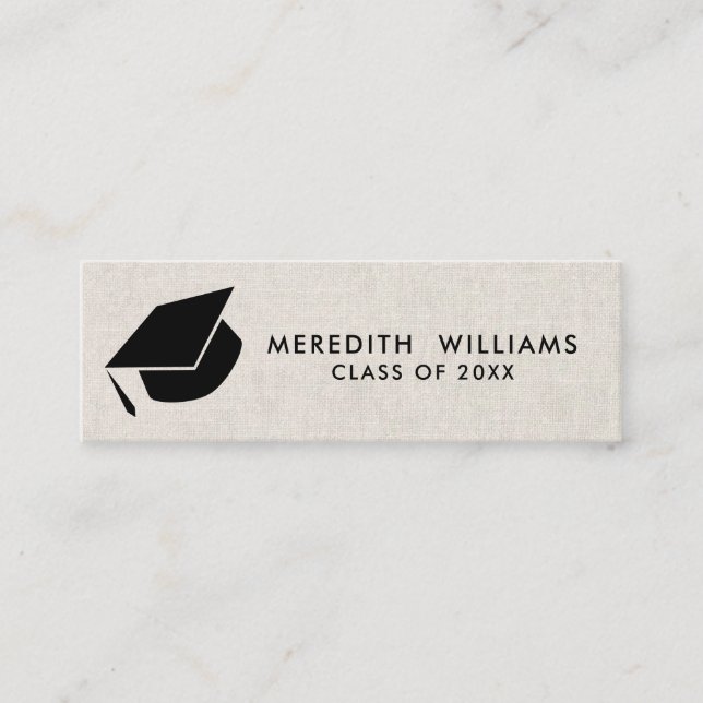 Naturligt linne Grad Cap Studenten Infoga Mini Visitkort (Framsida)