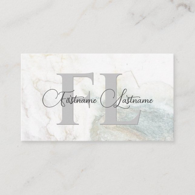 Naturligt marmor yta calligraphy monogram visitkort (Framsida)