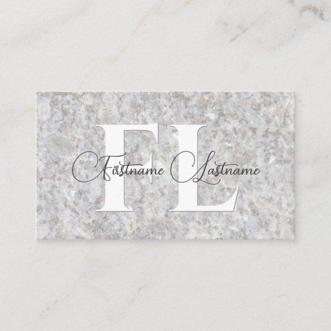 Naturligt marmor yta calligraphy monogram visitkort (Framsida)