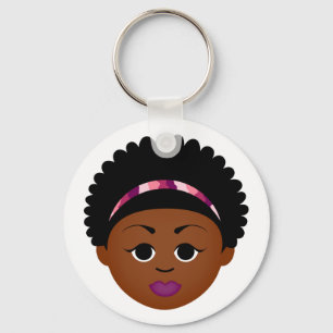 Naturligt mig Keychain (den afro- flickan) Nyckelring