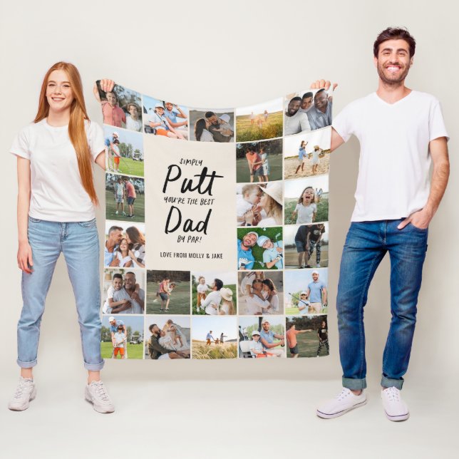 Naturligt multifotomodern, minimal golf pappa fleecefilt (På plats)