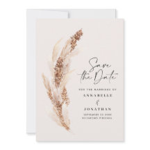 Naturligt pampas gräs bröllop-foto spara datumet