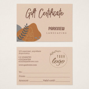 Naturligt Pastel Färg Ligcape Gift-certifikat Visitkort
