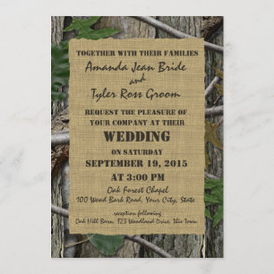 Naturligt Skogen Träd Bark och Löv Inbjudningar