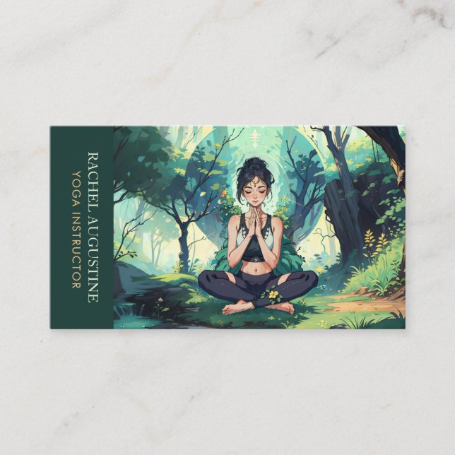 Naturligt skogsbruk Yoga Fitness Meditation Instru Visitkort (Framsida)