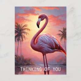 Naturligt solnedgång Rosa Flamingo-Vintage Vykort