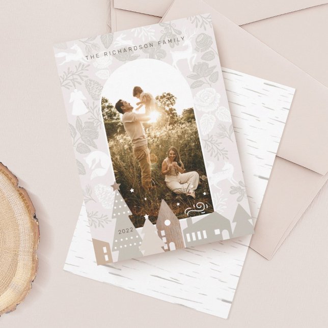 Naturligt trädsdjur - Mysigt bybågfoto Julkort (Skapare uppladdad)