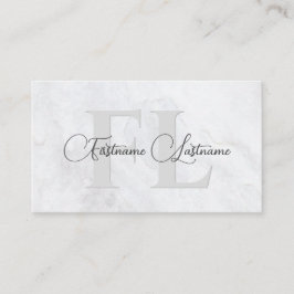 Naturligt, vitt marble yta calligraphy monogram visitkort