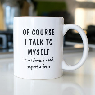 Naturligtvis Pratar Jag Med Mig Själv Roligt Citat Kaffemugg