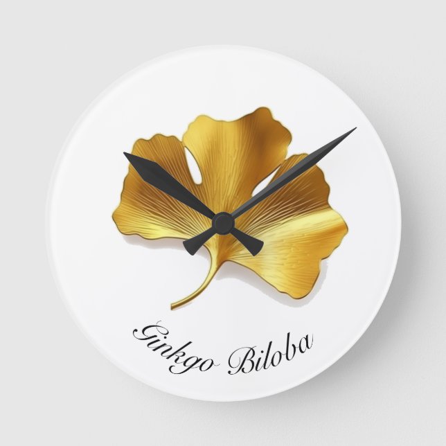 Naturliv: anpassadet Golden Ginkgo Biloba Rund Klocka (Framsida)