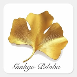 Naturliv: anpassadet Guld Ginkgo Biloba löv Fyrkantigt Klistermärke