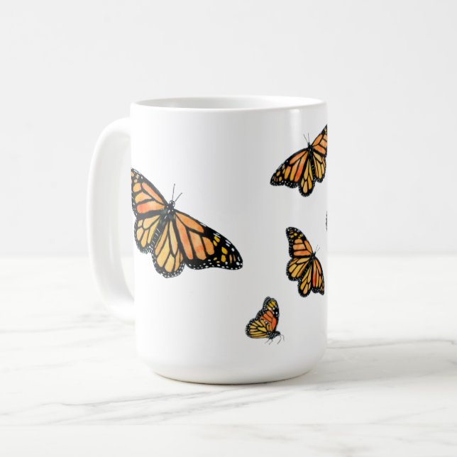 Naturliv i orange av marinfjäder kaffemugg (Framsida vänster)