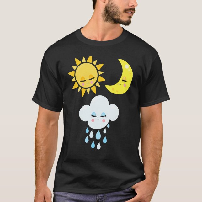 Naturmoln Rain Sol Cloud Måne Future Meteorolo T Shirt (Framsida)