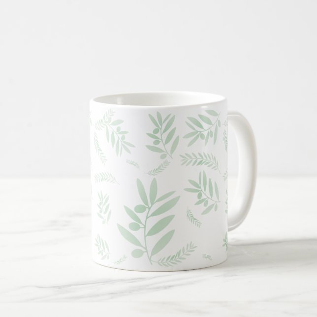 Naturoliver gren mönster kaffemugg (Framsida höger)