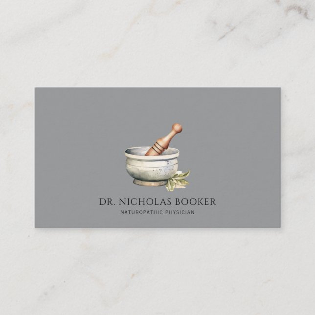Naturopathic Doktor Mortar Pestle Black Visitkort (Framsida)