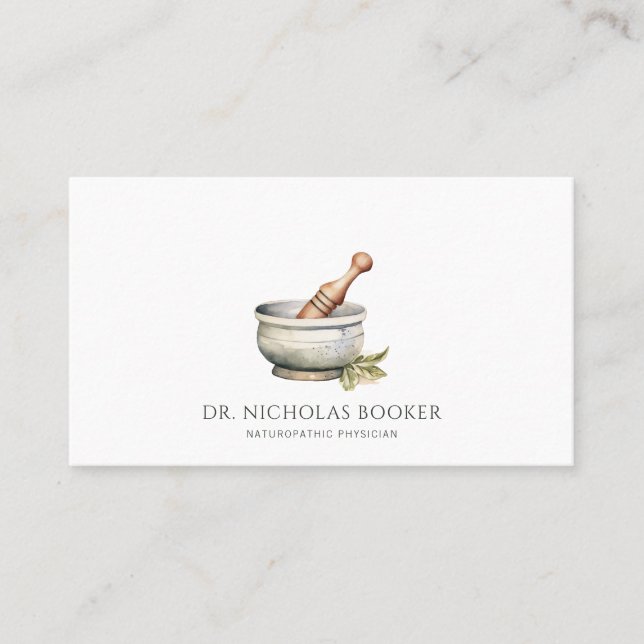 Naturopathic Doktor Mortar Pestle Visitkort (Framsida)