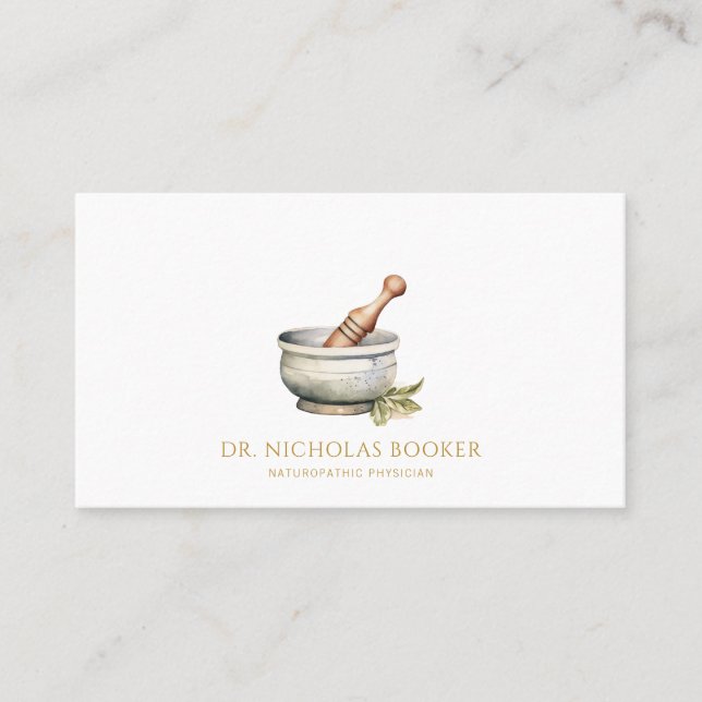 Naturopathic Doktor Mortar Pestle Visitkort (Framsida)