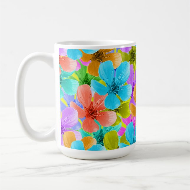 Naturpalett: Tröttfärgade Blommar blommor Kaffemugg (Vänster)