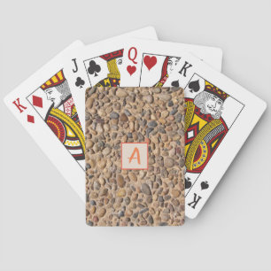 Naturpebblen stenar fotoet med monogramen casinokort