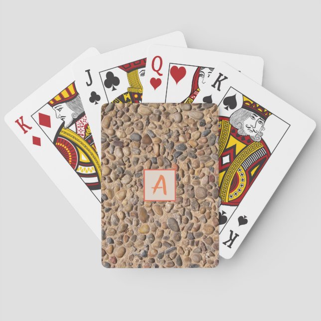 Naturpebblen stenar fotoet med monogramen casinokort (Baksidan)