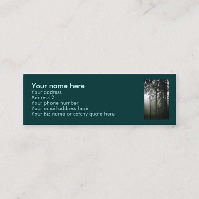 Naturprofilkort för ’SKOGEST MIST’ Mini Visitkort (Framsida)