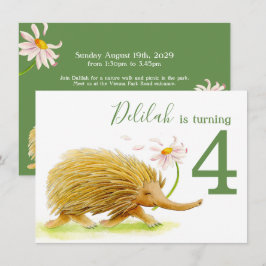 Naturpromenadpicniker echidna 4e födelsedagen inbj inbjudningar