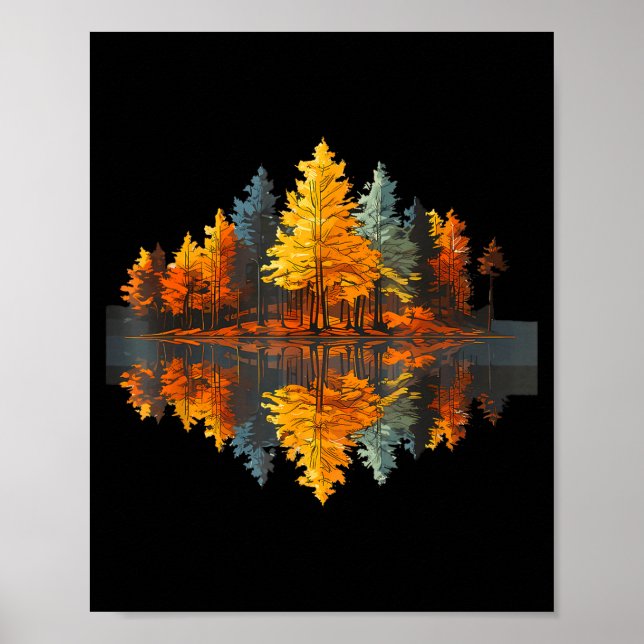 Naturreflektion höstskog utomhus grafik poster (Framsidan)