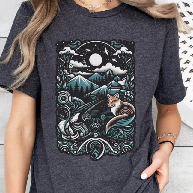 Naturskjorta, räv i naturen, bergscen, Vild T Shirt (Skapare uppladdad)