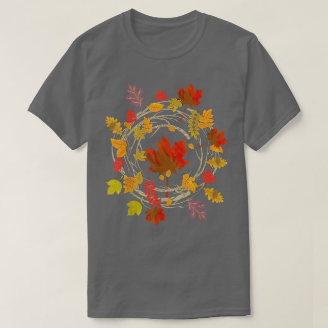 Naturskog i botaniskt Höst löv - färgad nedgång T Shirt (Design framsida)