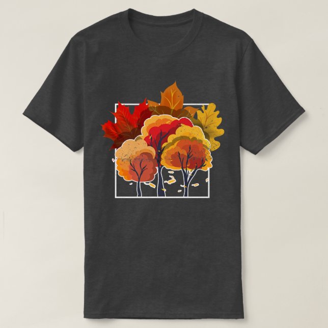 Naturskog Löv Hösten Träd fallit 742 T Shirt (Design framsida)