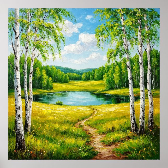 Naturskön landskap vid en lugn sjö poster (Framsidan)