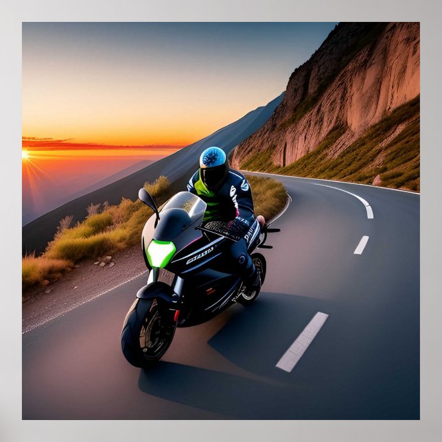 Naturskön motorcykeltur för motorcykelentusiaster poster (Framsidan)