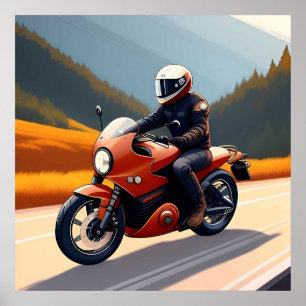 Naturskön motorcykeltur för motorcyklistik hobbyut poster