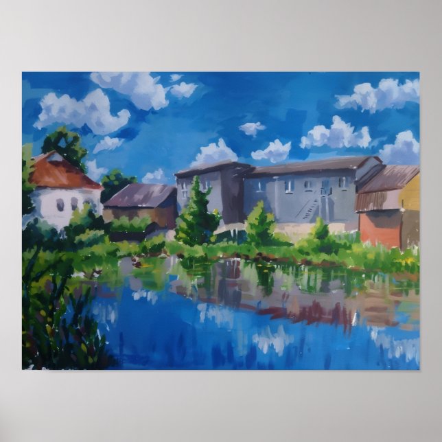 Naturskön sjö & lantlig poster (Framsidan)