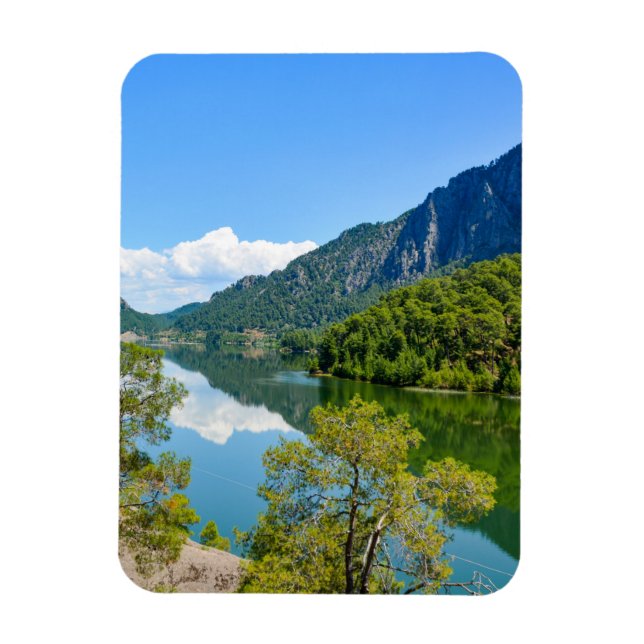 Naturskön sjöbergreflektionsfoto magnet (Vertikal)