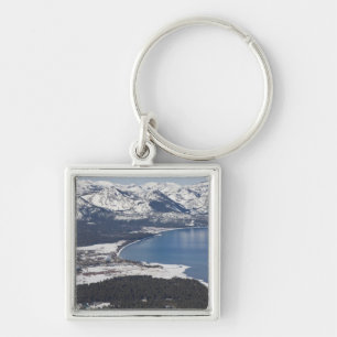 Naturskön utsikt över Lake Tahoe, USA Fyrkantig Silverfärgad Nyckelring