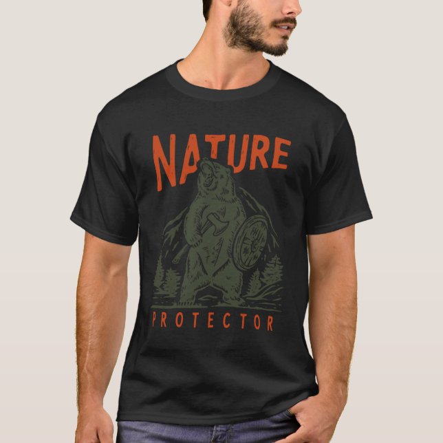 Naturskyddande bärarmiljö Grizzly Warrior T Shirt (Framsida)