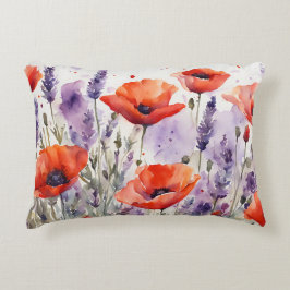 Naturstadgan: Poppies och Lavender i Vatten Prydnadskudde