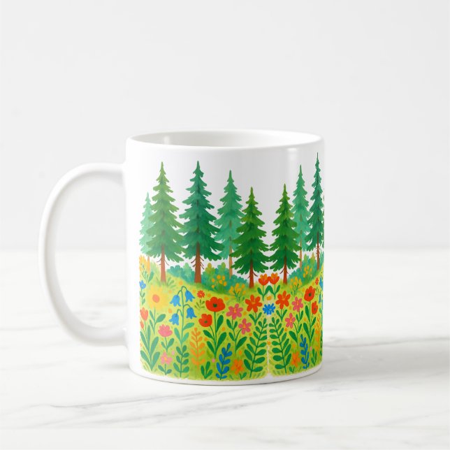 Naturtemat Från serenskogar till blomning Kaffemugg (Vänster)