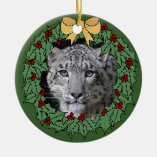 Naturvård-Asha för snöLeopard i kran Julgransprydnad Keramik