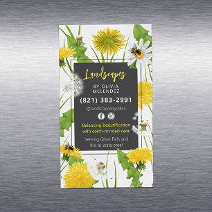 Naturvårdspromo Dandelion & Bees Magnetiska Visitkort