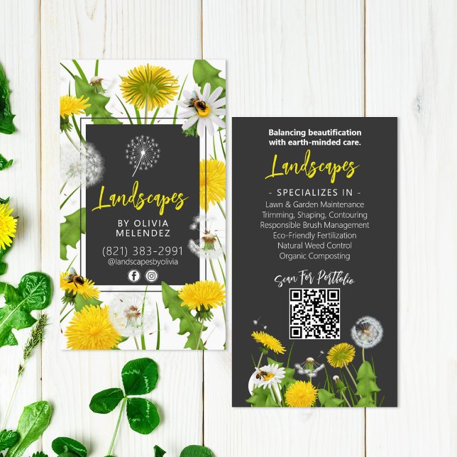 Naturvårdspromo Dandelion & Bees Visitkort (Skapare uppladdad)