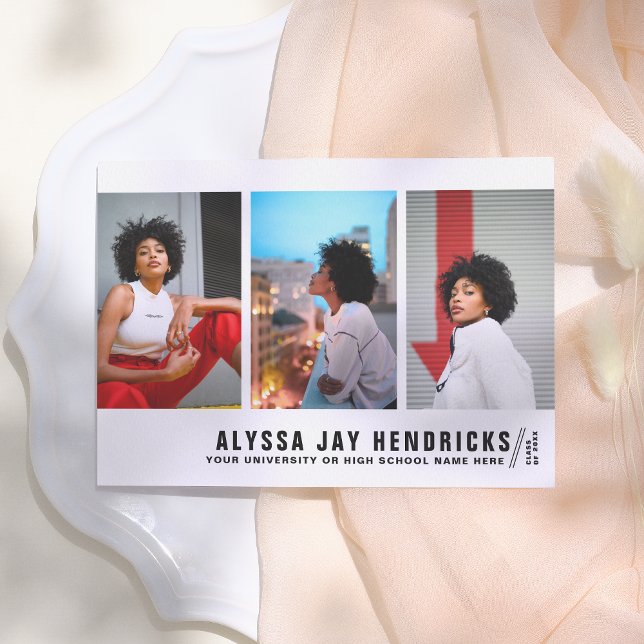 Naturvit | Meddelande om foto Studenten i fet 3 Inbjudningar (Skapare uppladdad)