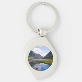 naturvy,berg swirl silverfärgad nyckelring