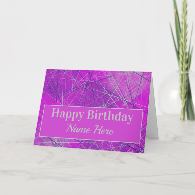 Nätverk i Rosa Geometric Abstrakt Birthday Kort (Framsida)