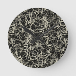 Nätverk med Neurons på Black - sömlös mönster. Rund Klocka